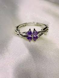 Stainless Steel Purple Clover Zirconia