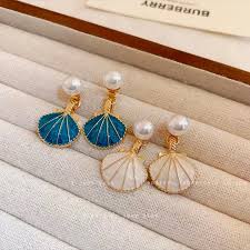 Pearl Oil Drip Shell Drop Earrings