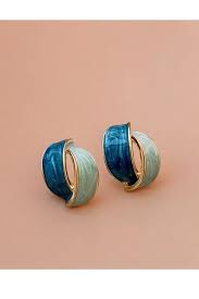 Enamel Blue Crossing Curve Studs