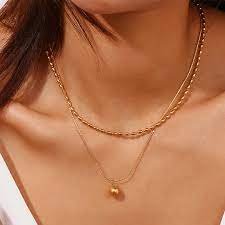 - Double-Layer Ball Pendant Necklace