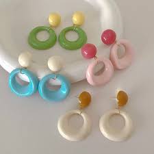 Colorful Acrylic Hollow Drop Earrings