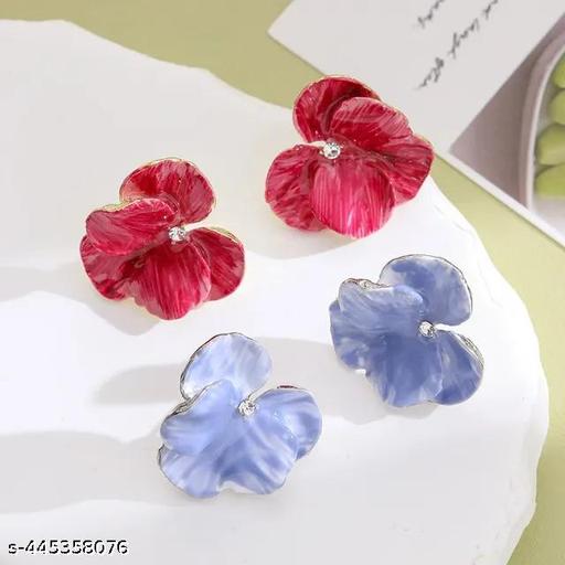 Butterfly Flower 3D Petal Oil-dripping Stud Earrings