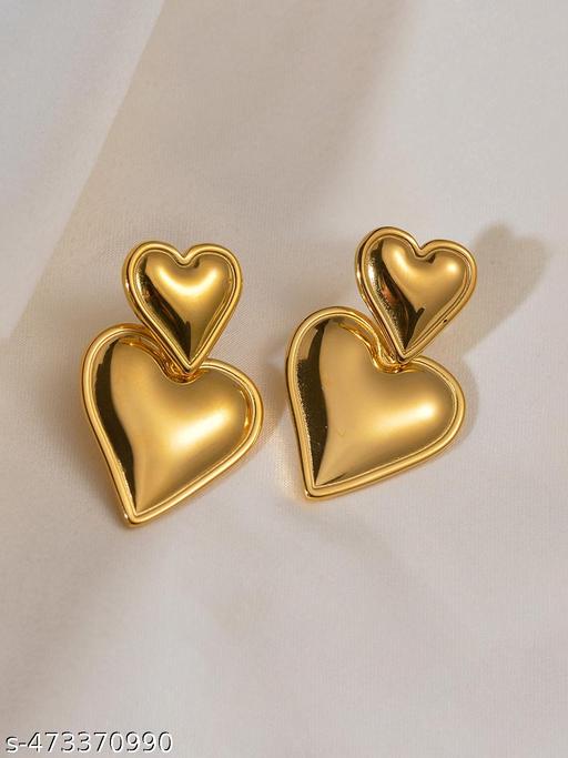 Gold Plated Anti Tarnish Heart Themed Earrings