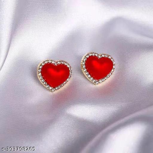 Red Heart Stud Earrings