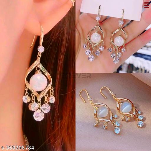 beautiful Korean trendy white pearl with stone