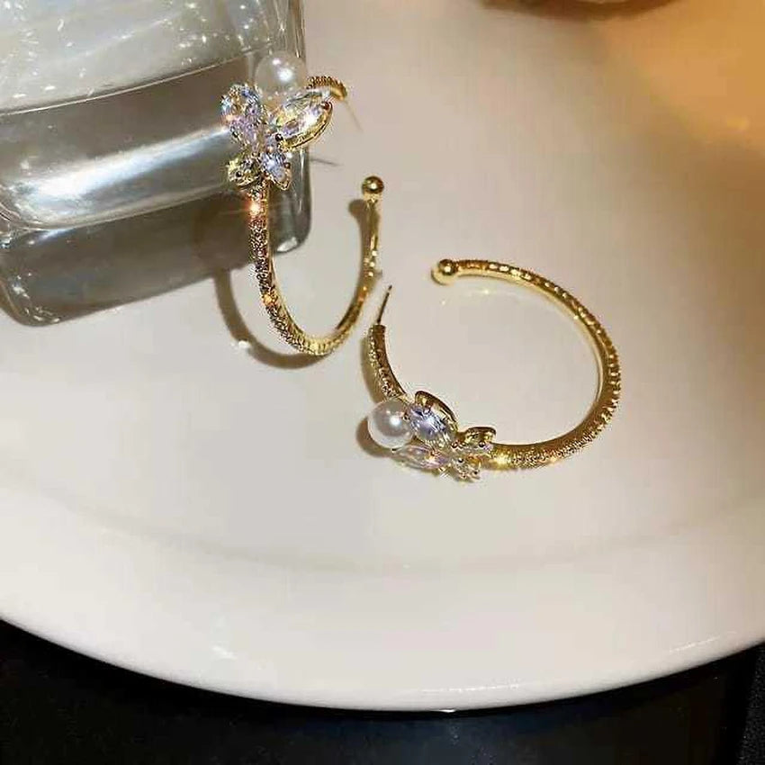 Crystal Butterfly Hoop Earrings