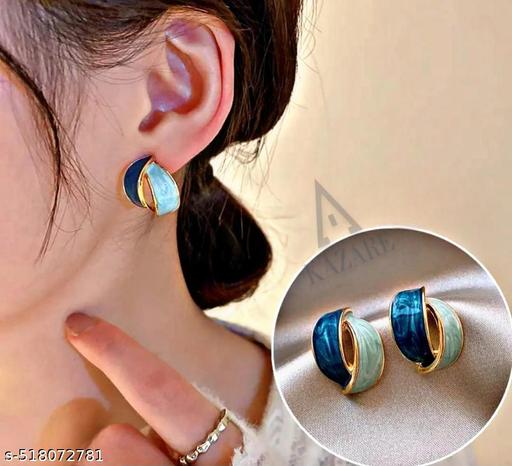 Enamel Blue Crossing Curve Studs