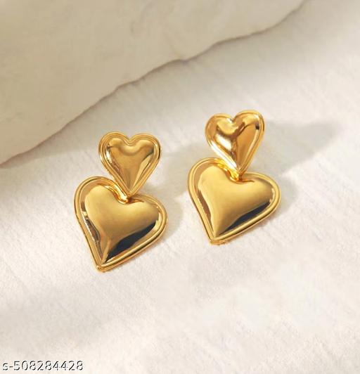 Gold Plated Anti Tarnish Heart Themed Earrings