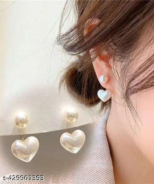 Korean Simple Pearl Love Stud Earrings