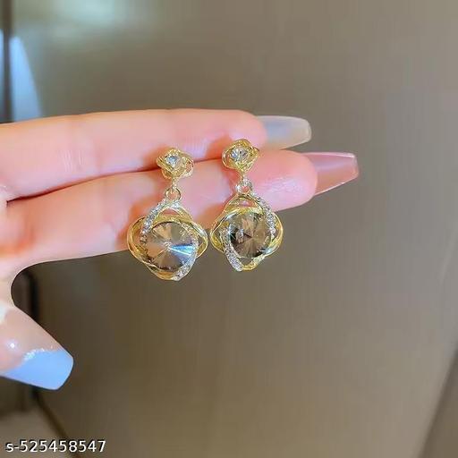 Korean trendy with stone earrings