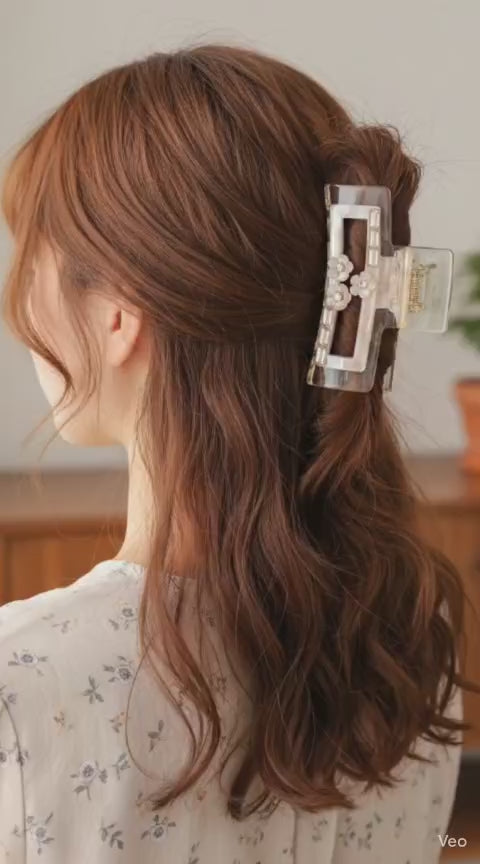 Plastic Rectangle Multicolor Hair Clow Clutcherrs