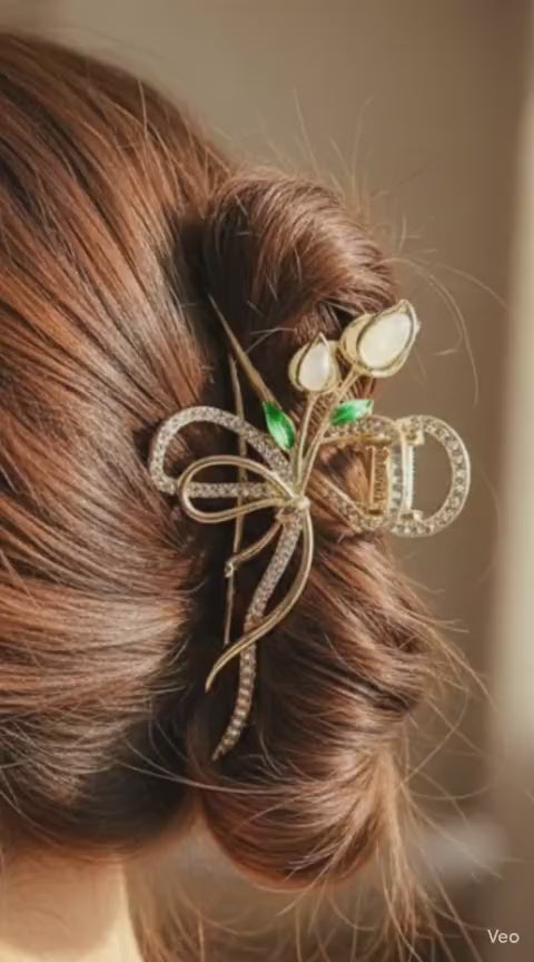 Hair Claw Clips for Women Large Pearl with tasseel