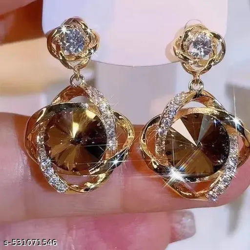 Korean trendy with stone earrings