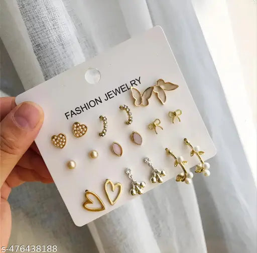 9pairs Combo Set of Stud Earrings