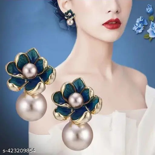 Korean trendy stylish flower shape earrings