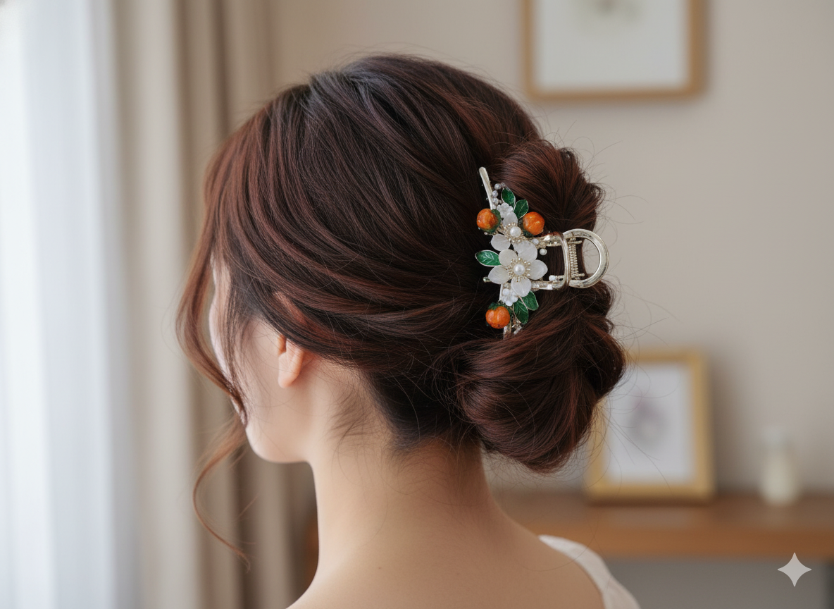 New Classical Orchid Pearl Tassel Grab Clip Ladies Ponytail ...