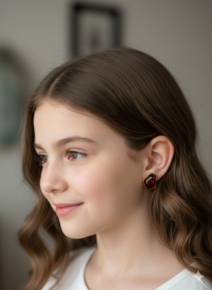 Stainless steel browniesh colour earring