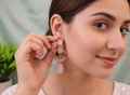 Rose Gold Plated Crystal Studded Drop Earrings