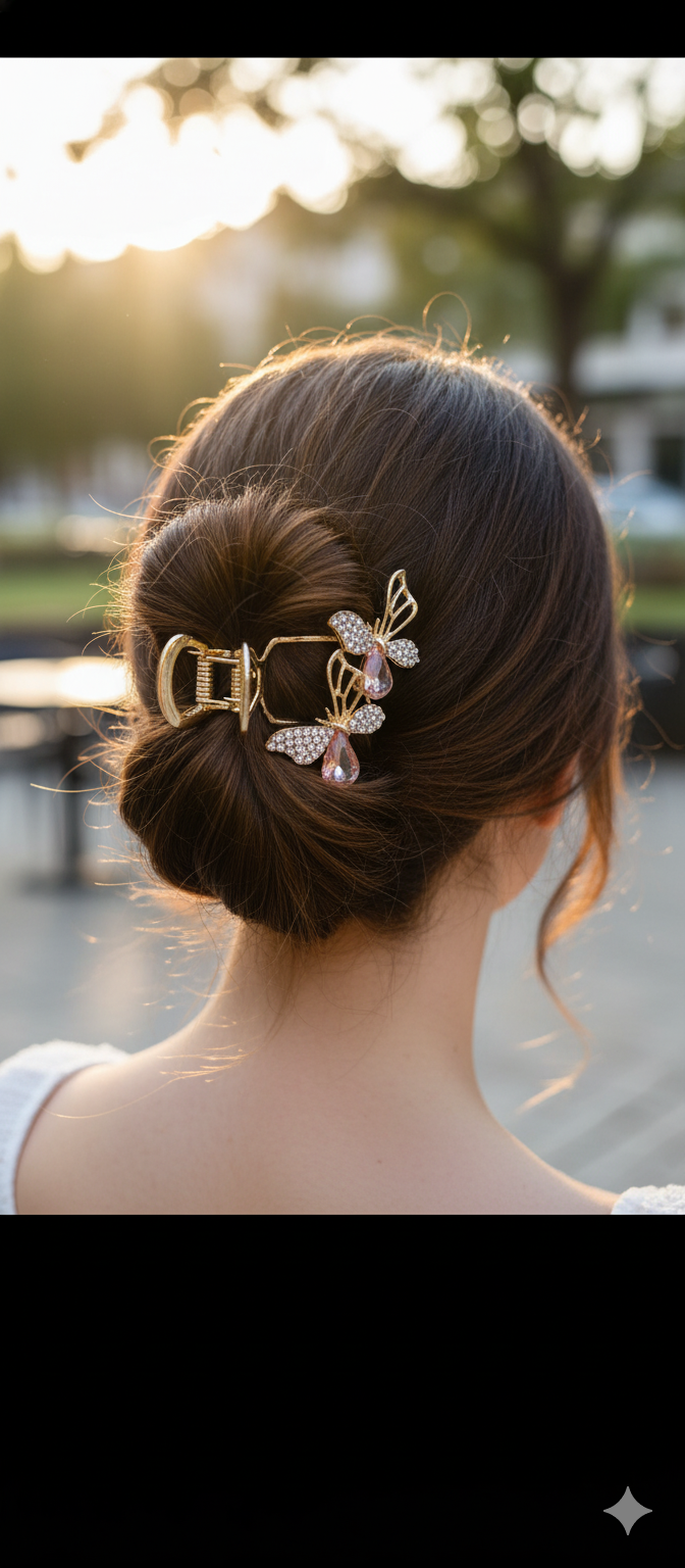 Steel Golden Ladies Hair Clutcher