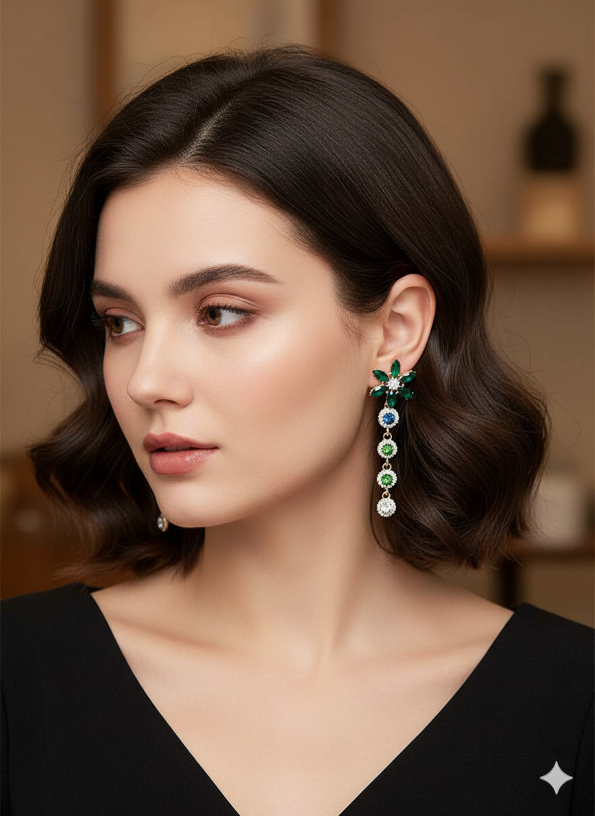 Luxury Rhinestone Crystal Long Tassel Earrings