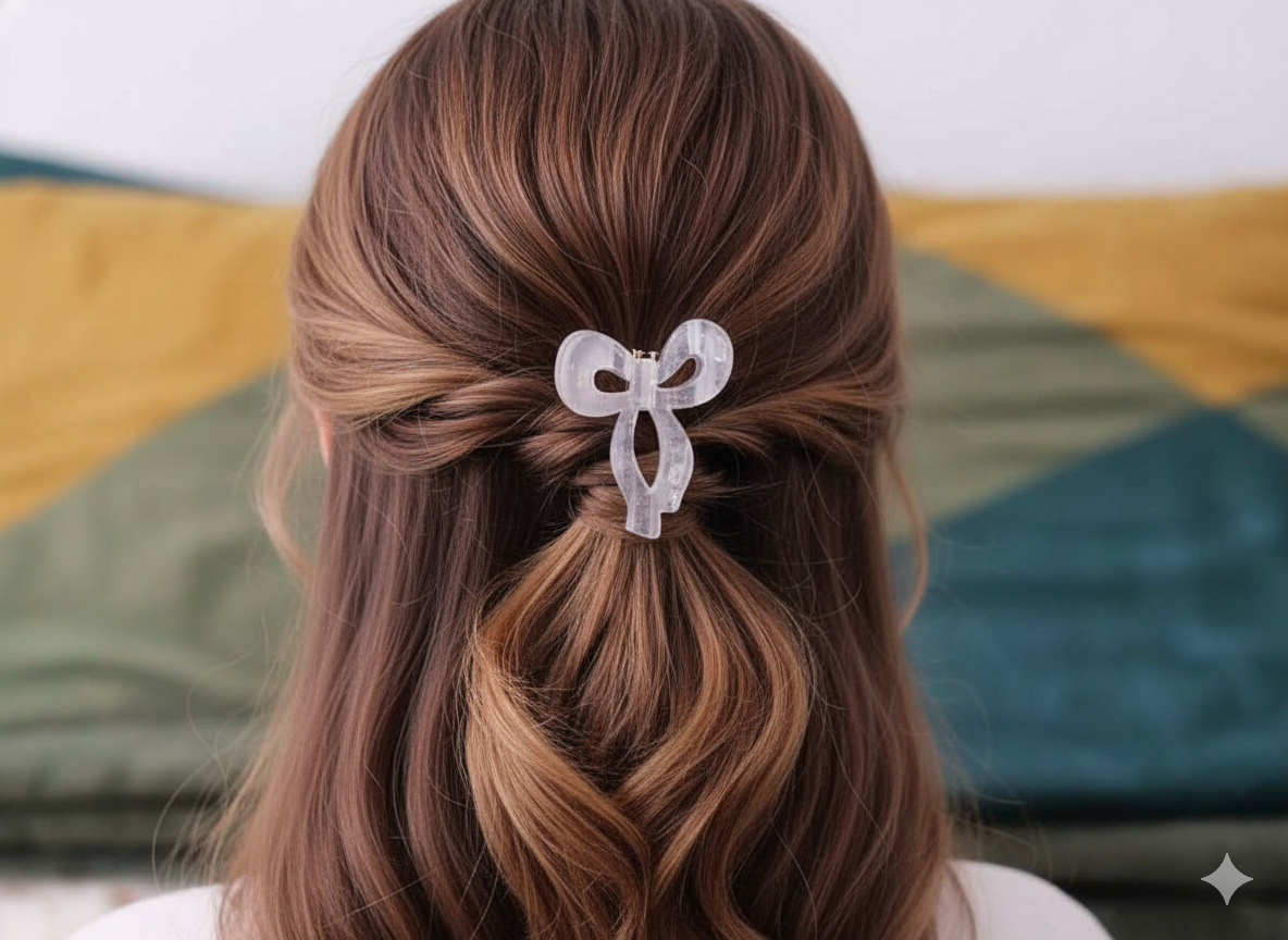 Acrylic Ladies Whimsical Bow Hair Clutcher,