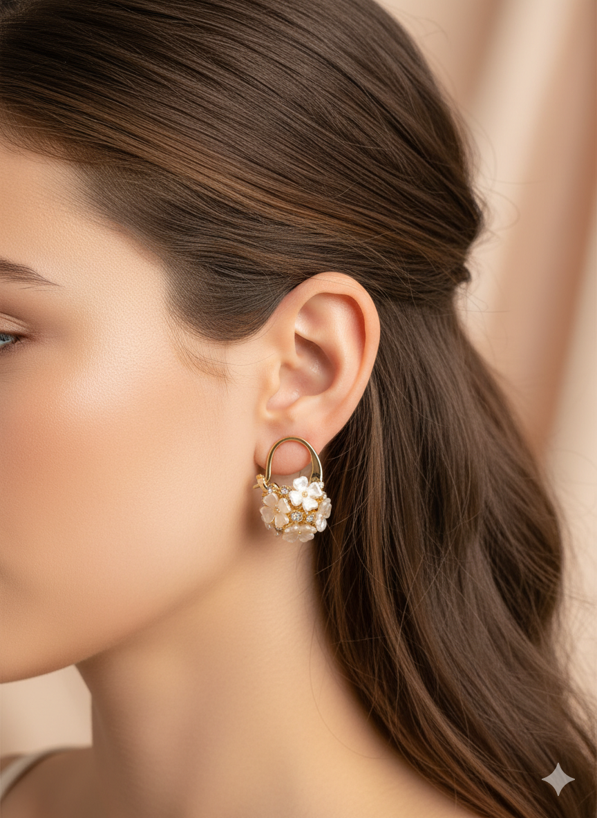 Korean Pearl Hoop Earrings for Women – Party Ball Style