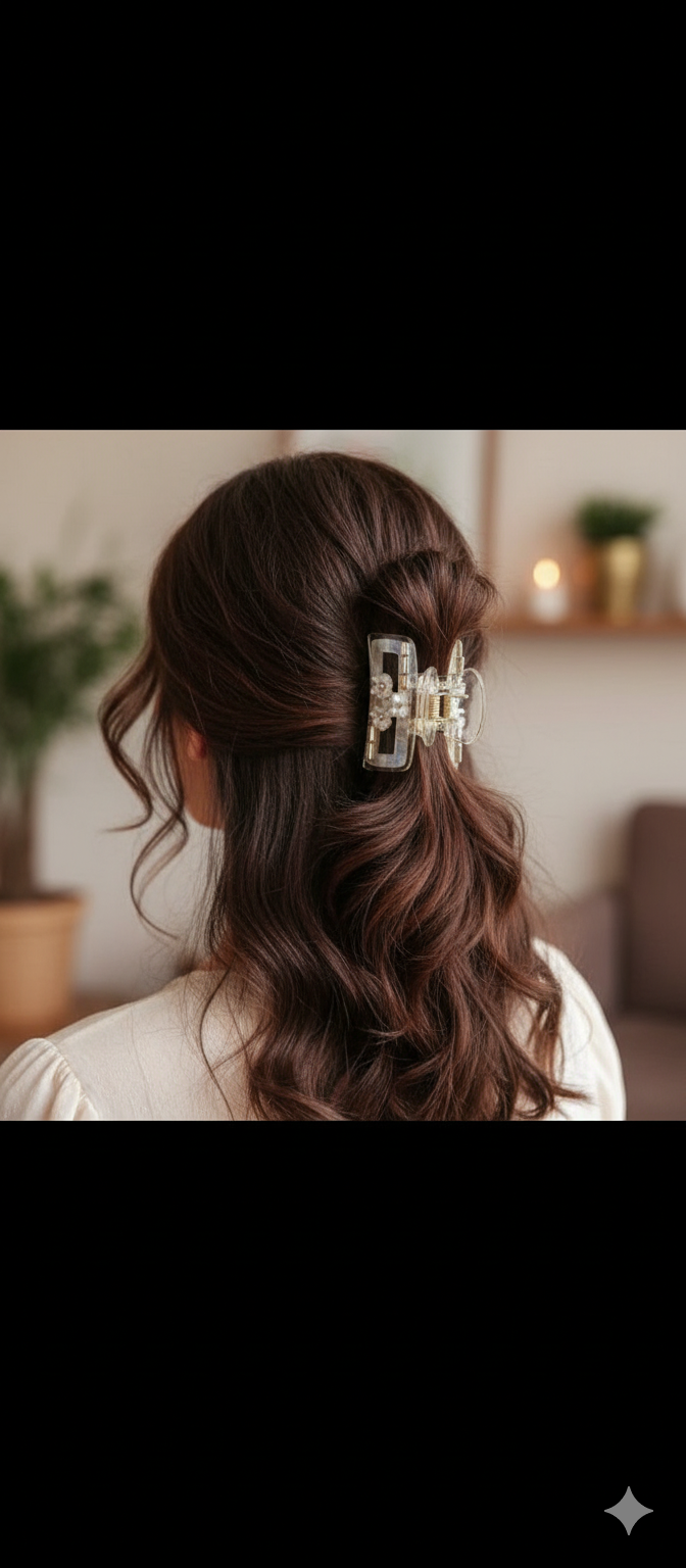 Plastic Rectangle Multicolor Hair Clow Clutcherrs