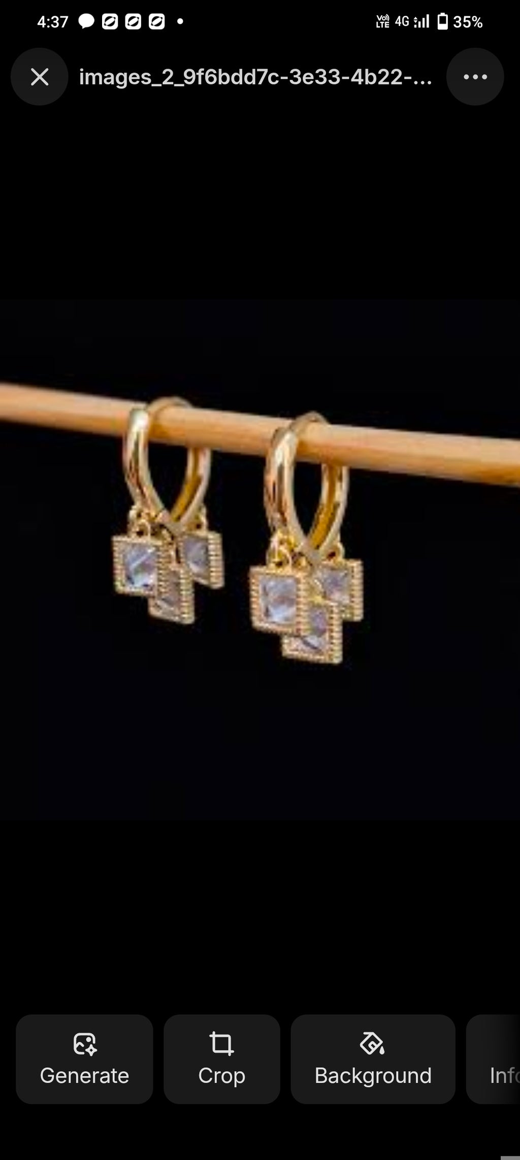 Trendy Gold Earring With White Stone