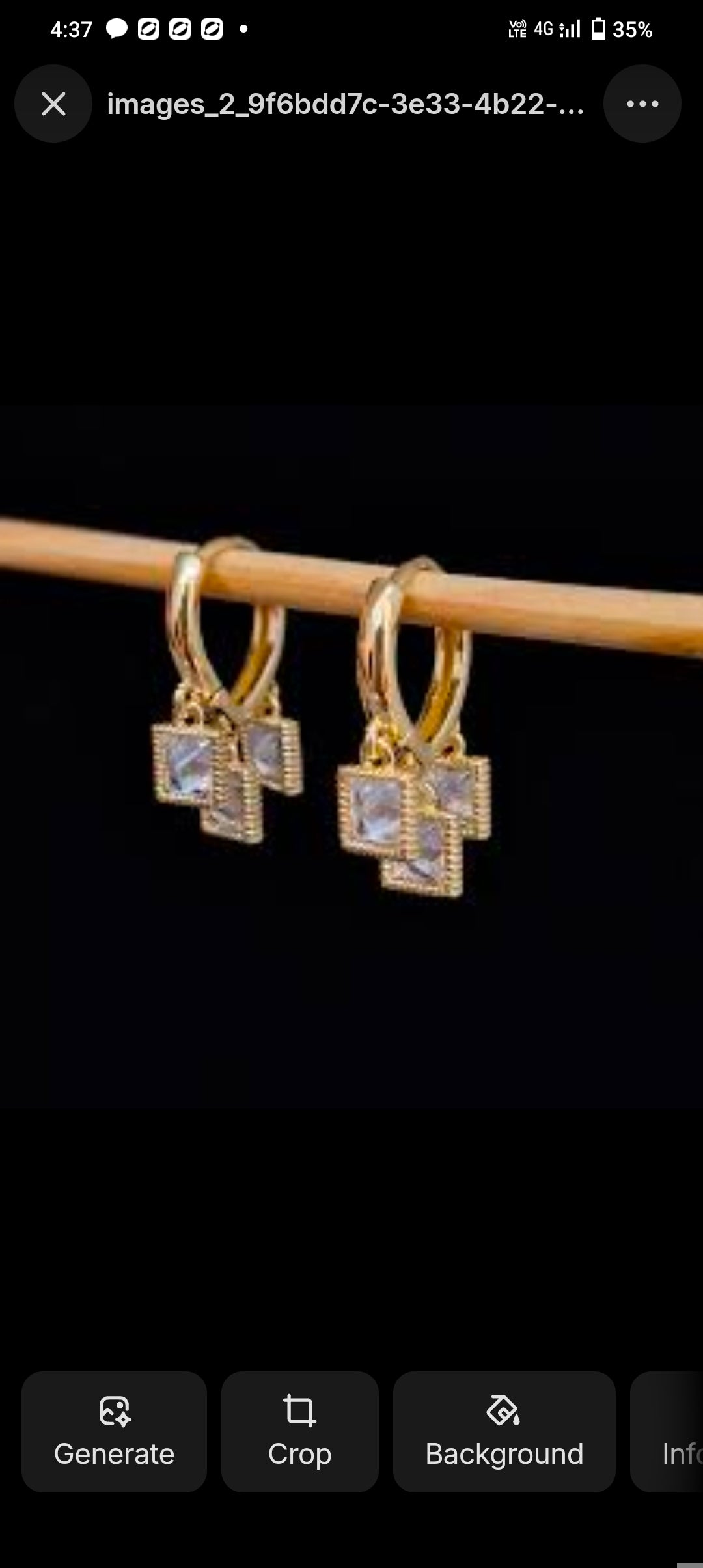 Trendy Gold Earring With White Stone