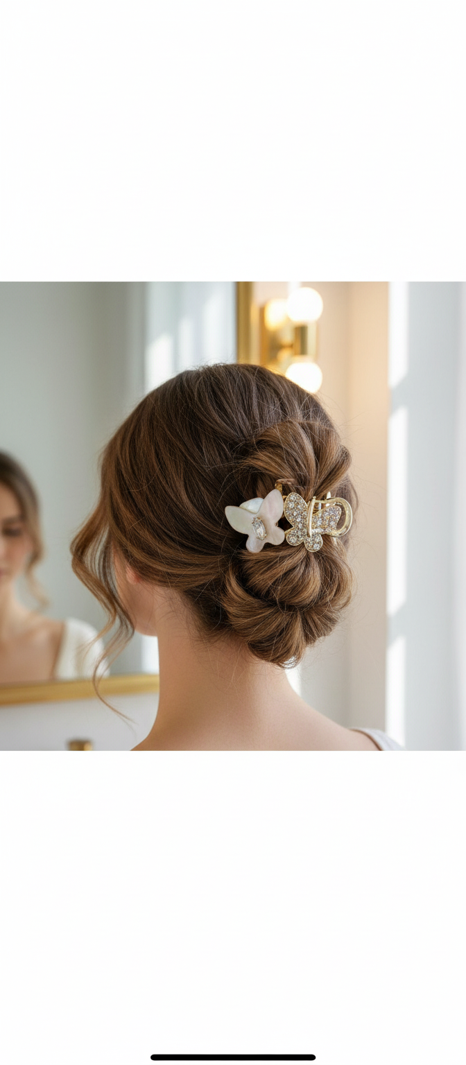 Super Fairy Large Hair Shark Clip Two Butterfly Metal Hair