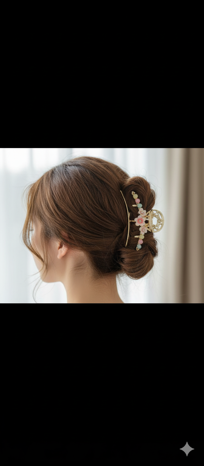 Ethnic Elegant Chain Pearl Bead Tassels Claw Clips High Quality .