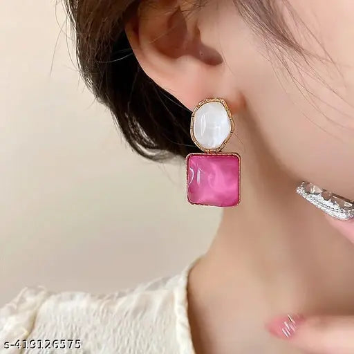 Pink Crystal Drop Earrings
