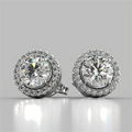 Silver Plated American Diamond Studded Circular Solitaire Stud Earrings
