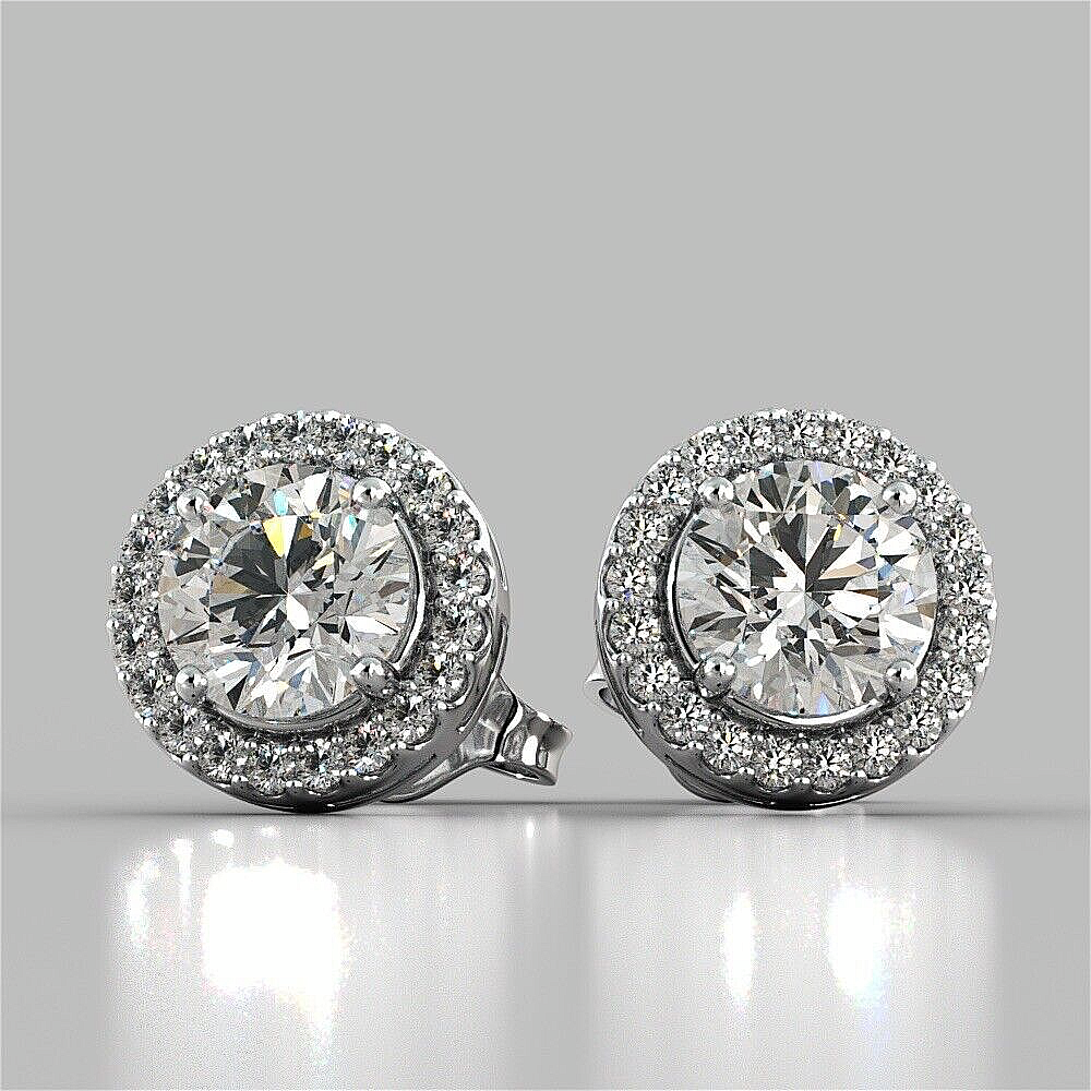 Silver Plated American Diamond Studded Beautiful Circular Solitaire Stud Earrings