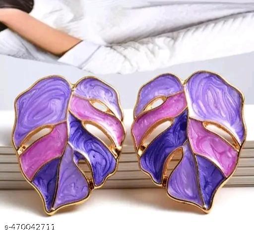 Enamelled Leaf Stud Earrings