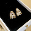 Pearl Zircon Water Drop Stud Earrings