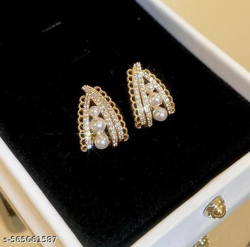 Pearl Zircon Water Drop Stud Earrings