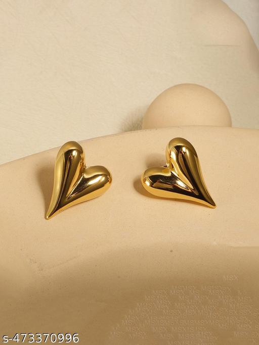 Gold Plated Anti Tarnish Heart Themed Earrings