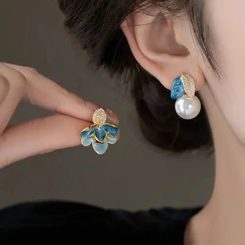 Enamel Drip Glaze Asymmetrical Earrings