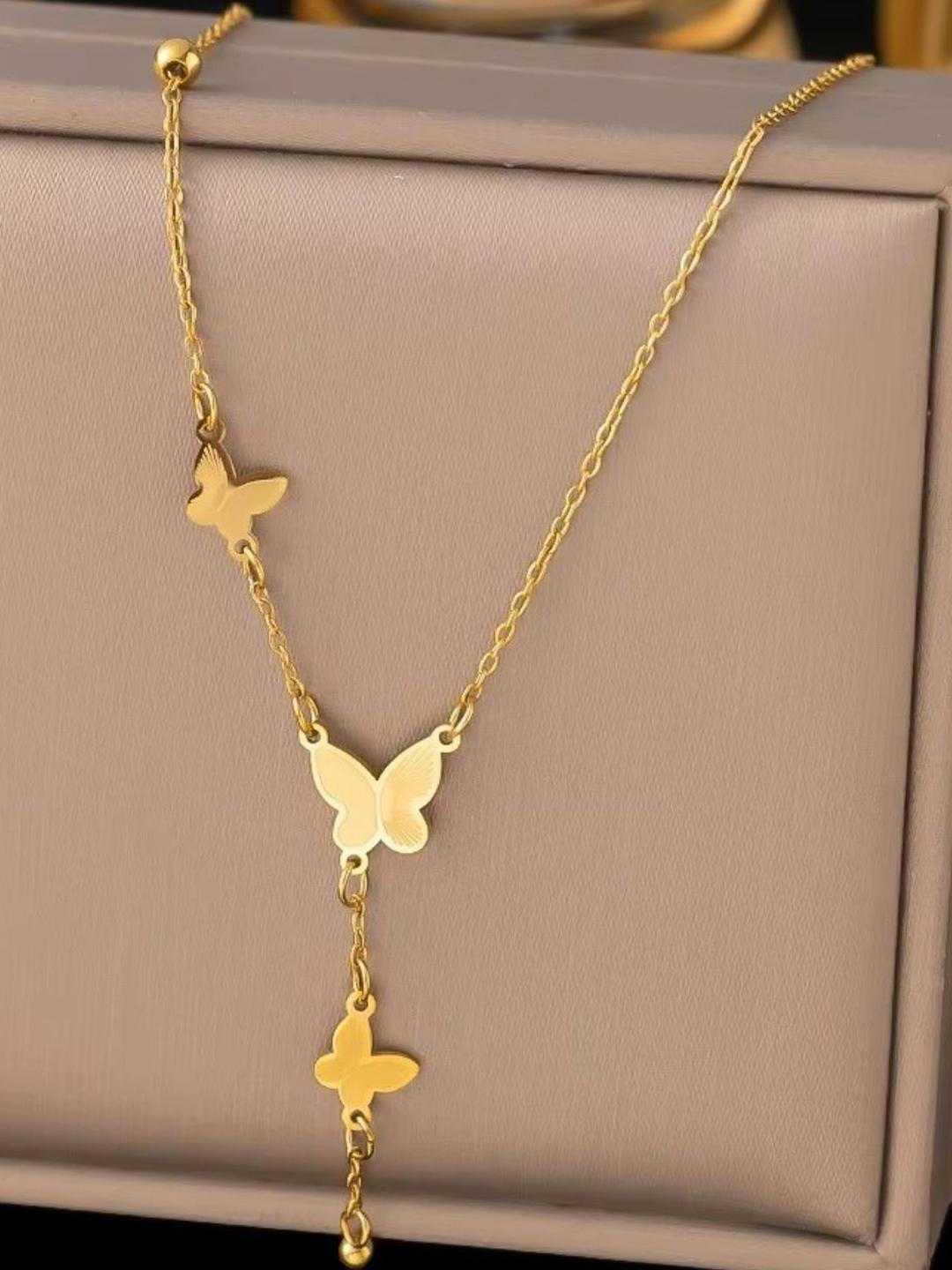 Three Butterflies Drop Necklace