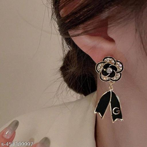 Black Rose Bow Knot Earrings