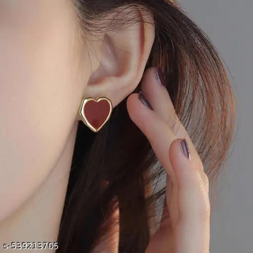 Maroon Heart Studs