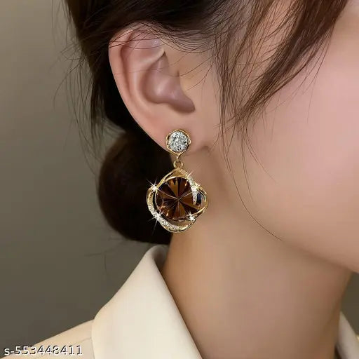 Korean trendy with stone earrings